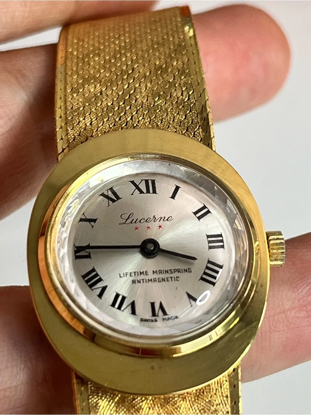 Ladies Lucerne 3 STARS Gold Bracelet Watch mechanical Swiss made.